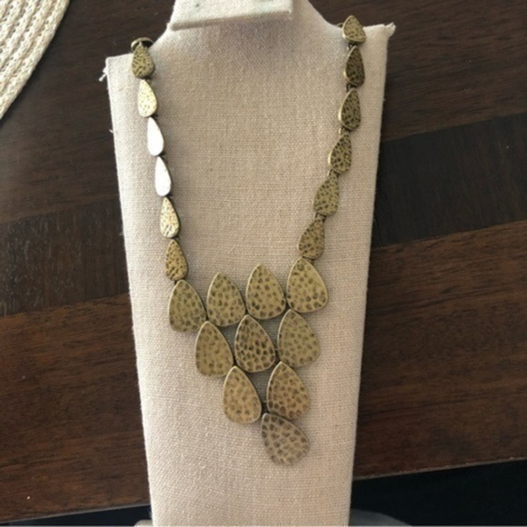 Vintage Jewelry - Vintage Lucky Brand Hammered Brasstone Articulated Necklace